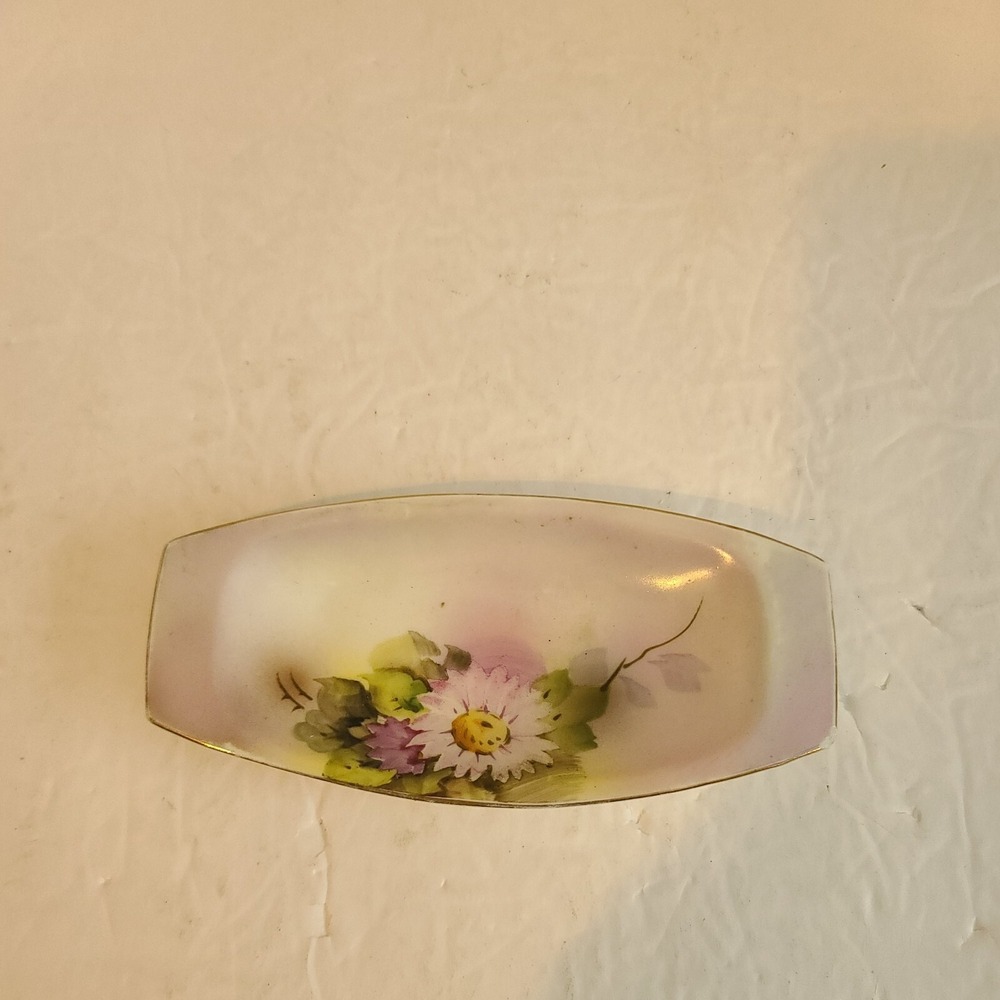 VINTAGE NORITAKE MORIMURA HAND PAINTED FLORAL PORCELAIN BUTTER DISH JAPAN‎